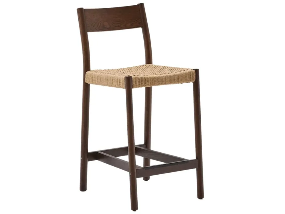 Ořechová barová židle Kave Home Yalia s výpletem 65 cm Levný