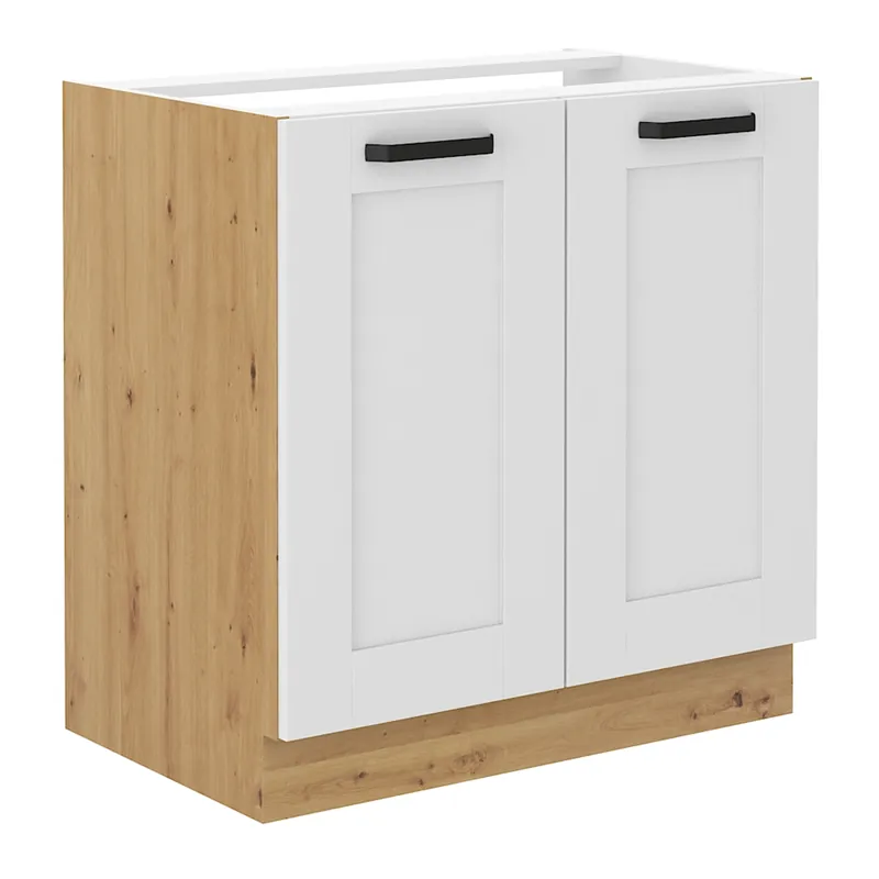 Dřezová skříňka, bílá/dub artisan, LULA 80 ZL 2F BB Sezónní Sleva