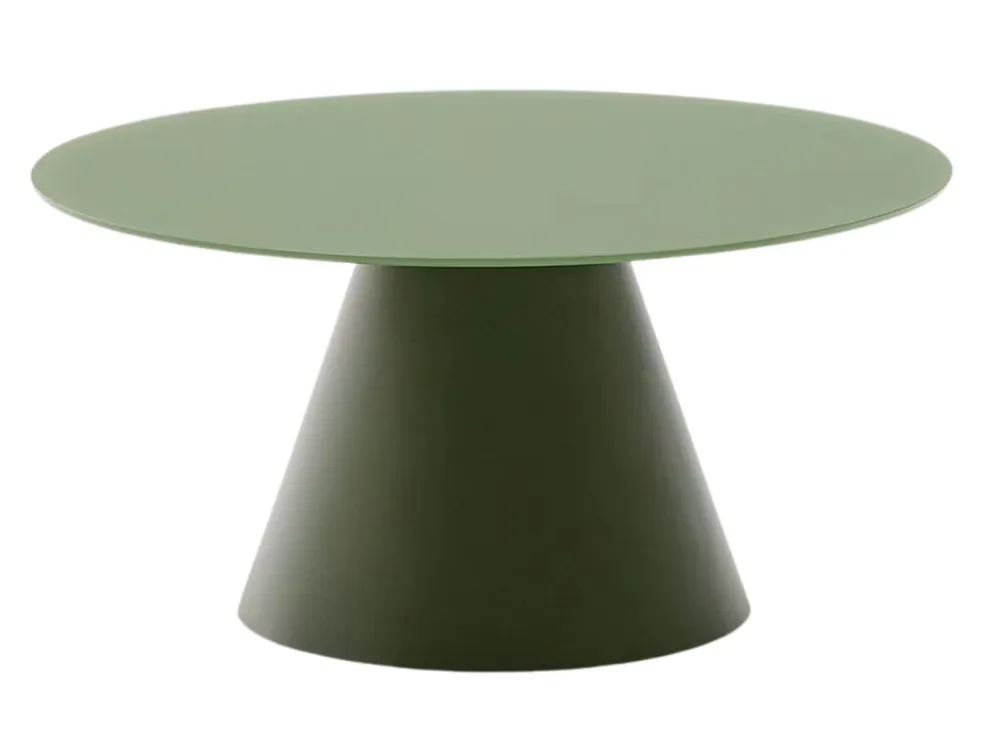 Matně zelený skleněný kulatý konferenční stolek Kave Home Wilshire 80 cm Novinka