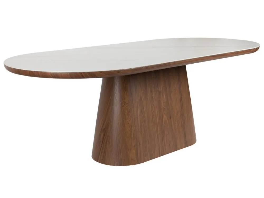Akční Nabídka Ořechový jídelní stůl ALMIRA 180 x 90 cm s mramorovým dekorem