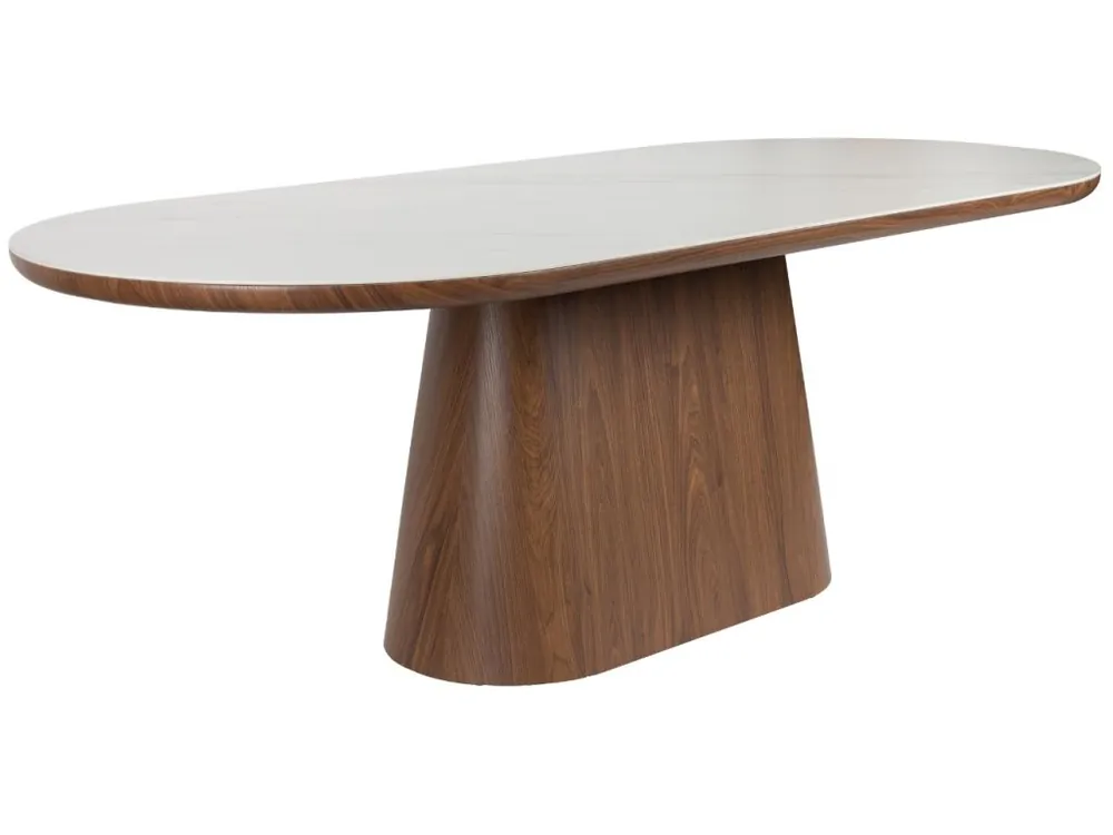 Ořechový jídelní stůl ALMIRA 200 x 90 cm s mramorovým dekorem Sezónní Sleva