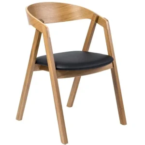 Přírodní dubové křeslo Henry s černou koženkou Top Prodej