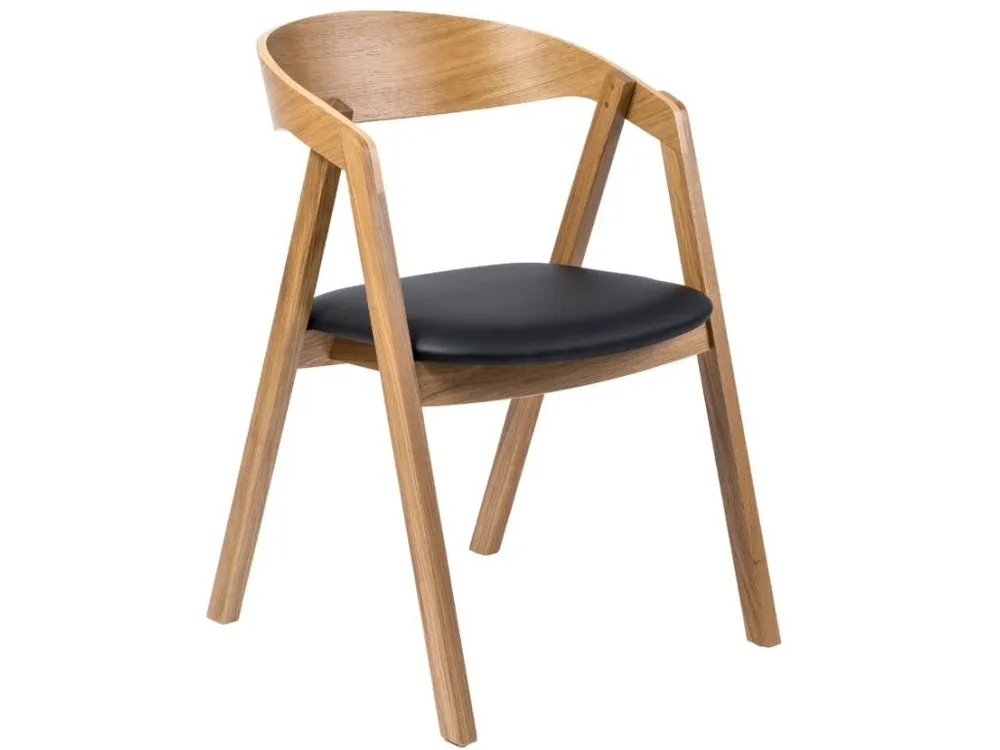 Přírodní dubové křeslo Henry s černou koženkou Top Prodej