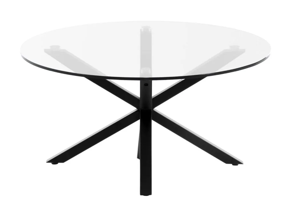 Skleněný konferenční stolek Kave Home Argo 82 cm s černou kovovou podnoží Poslední Šance