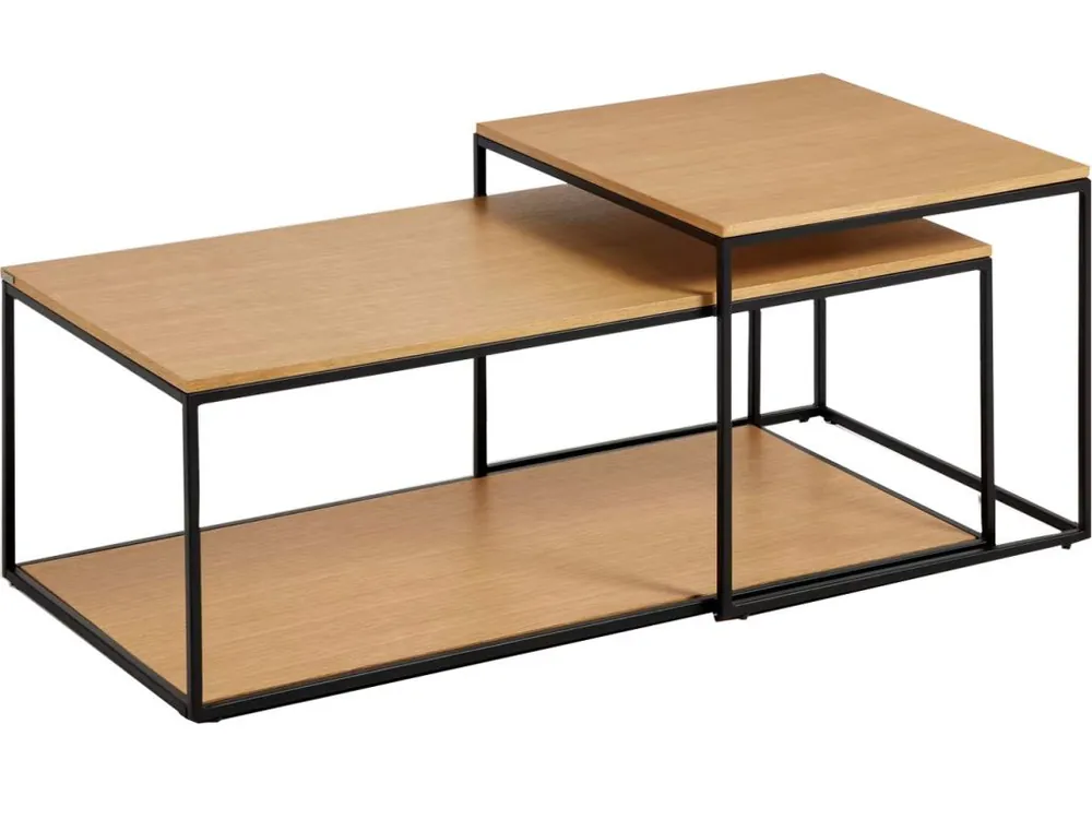 Set dvou dubových konferenčních stolků Kave Home Yoana 100x50/ 50x55 cm Nejprodávanější