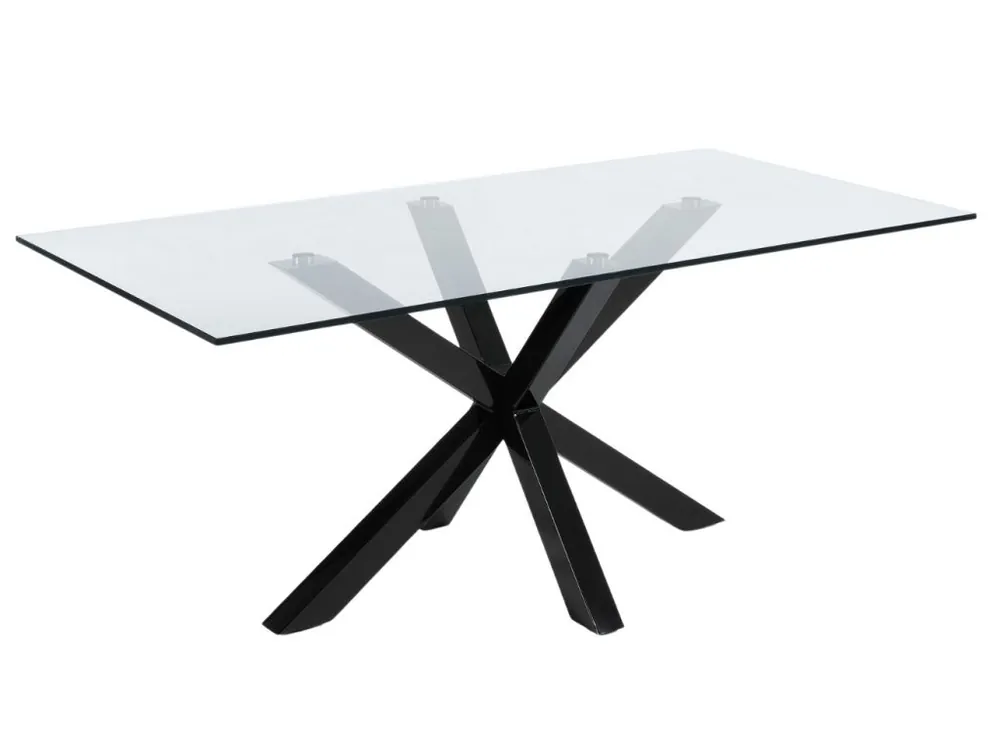 Nakupujte Hned Skleněný jídelní stůl Kave Home Argo 200 x 100 cm s černou kovovou podnoží
