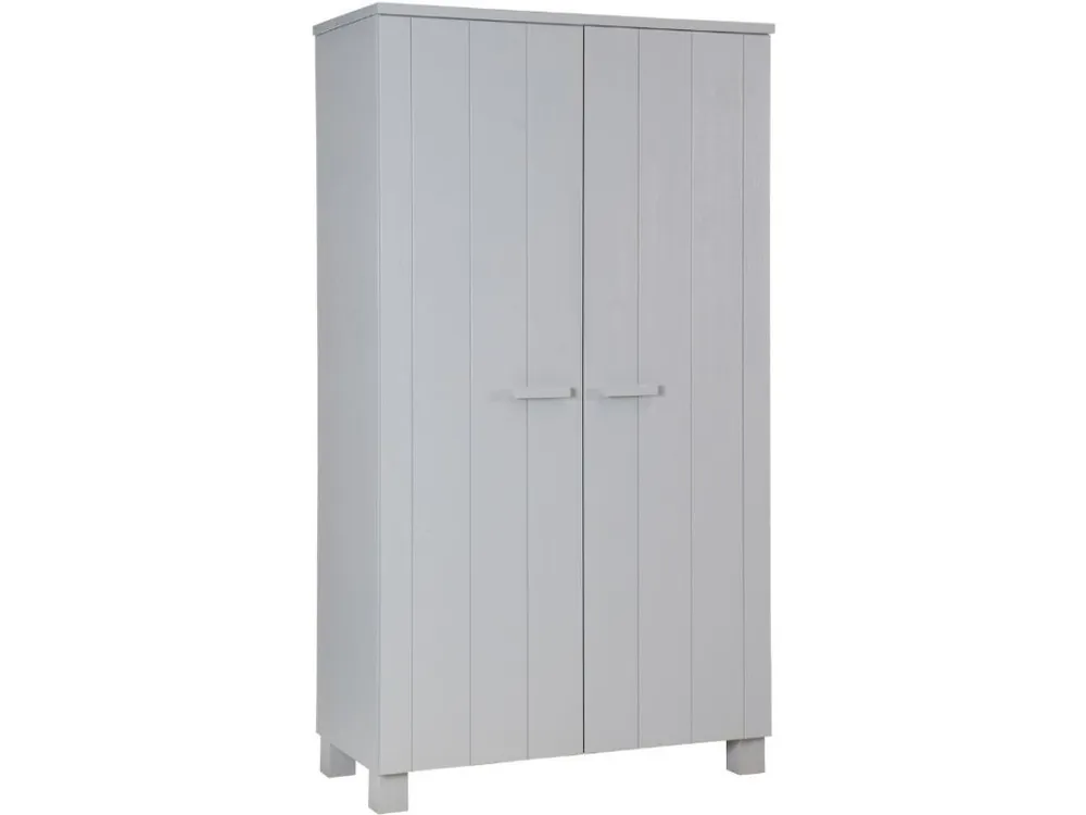 Světle šedá dřevěná skříň Koben 202 x 111 cm Výprodej