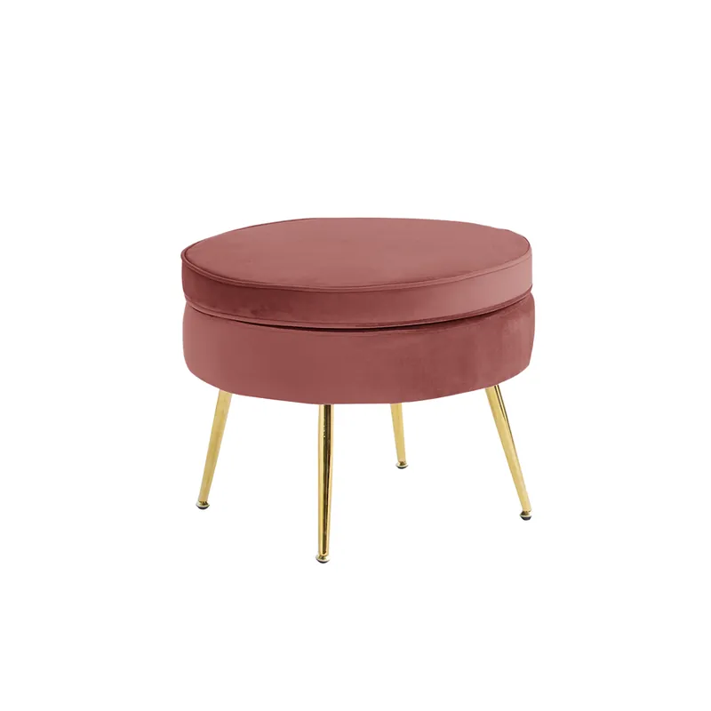 Vysoce Kvalitní Luxusní taburet, růžová Velvet látka / chrom zlatý, Art-deco, NOBLIN TYP 1