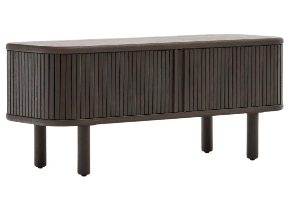 Tmavě hnědý dřevěný TV stolek Kave Home Mailen 120 x 40 cm Nízká Cena