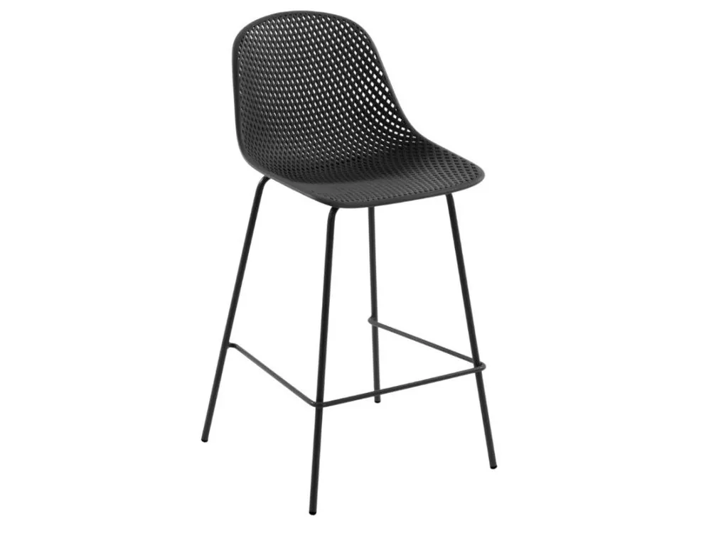 Ověřený Tmavě šedá plastová barová židle Kave Home Quinby 75 cm