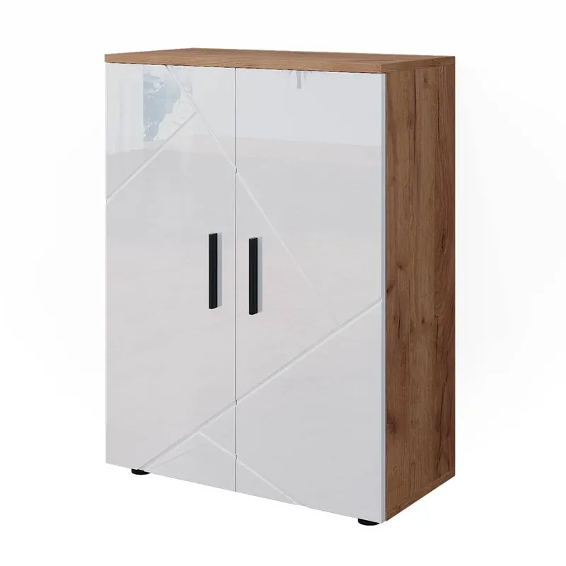 Odeslání Ihned Střední skříňka Irma Bílý vysoký lesk/zlatý dub power 60 x 81 cm Vicco