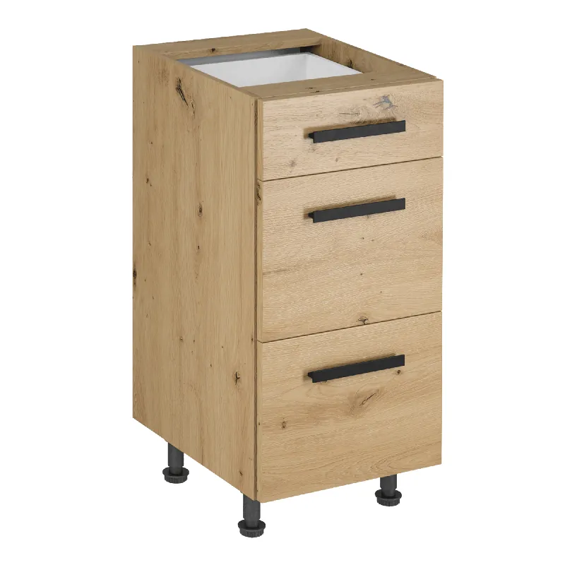 Spodní skříňka, dub artisan, s úchytkami, LANGEN D40S3 U Must-Have