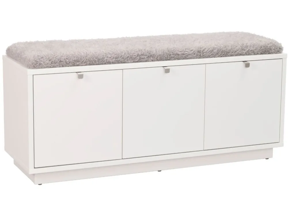 Aktuální Bílá lakovaná lavice ROWICO CONFETTI 106 cm s úložným prostorem