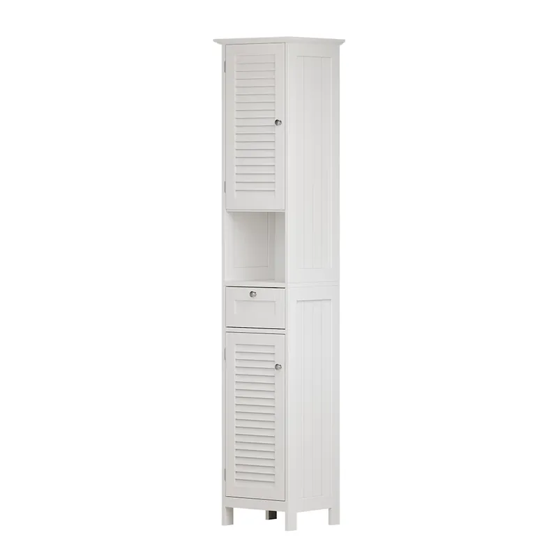 Vysoce Kvalitní Koupelnová skříňka Riad Bílá 32 x 170 cm s dvířky, zásuvkou a otevřeným prostorem Vicco