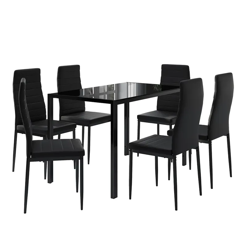Originální Jídelní stůl sestava Grand Černá 120 x 75 cm Sada 6 kusů Vicco
