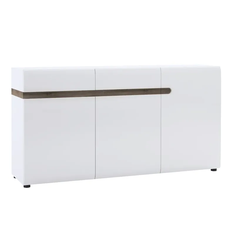 Komoda, bílá extra vysoký lesk HG/dub sonoma truflový, LYNATET 40 Koupit Online