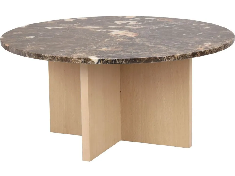 Hnědý mramorový konferenční stolek ROWICO BROOKSVILLE 90 cm Top Prodej