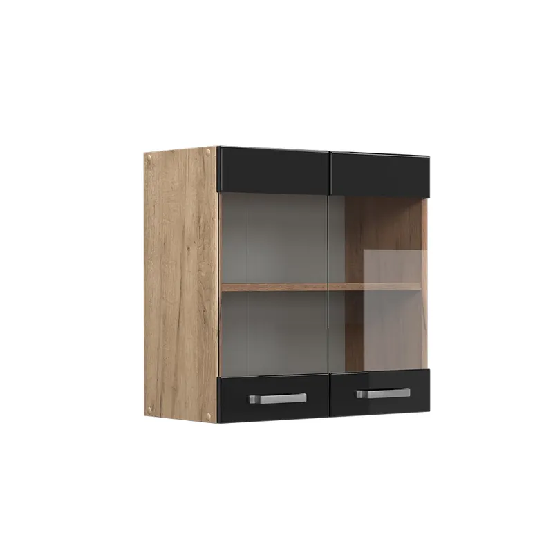 Skleněná kuchyňská skříňka R-Line Černý vysoký lesk 60 cm Vicco Nová Kolekce