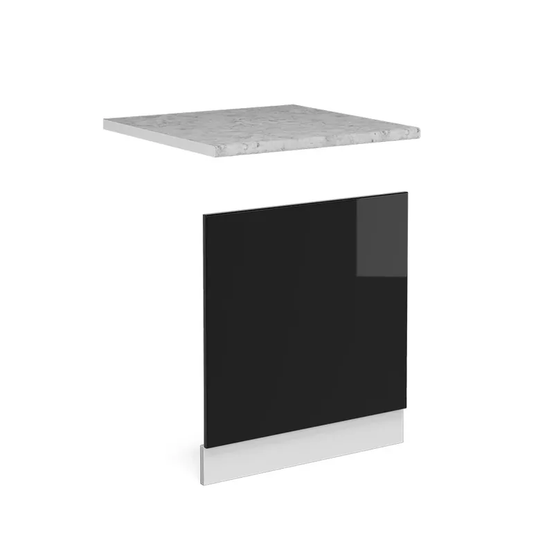 Přední panel R-Line Černý vysoký lesk 60 cm s pracovní deskou Vicco Must-Have