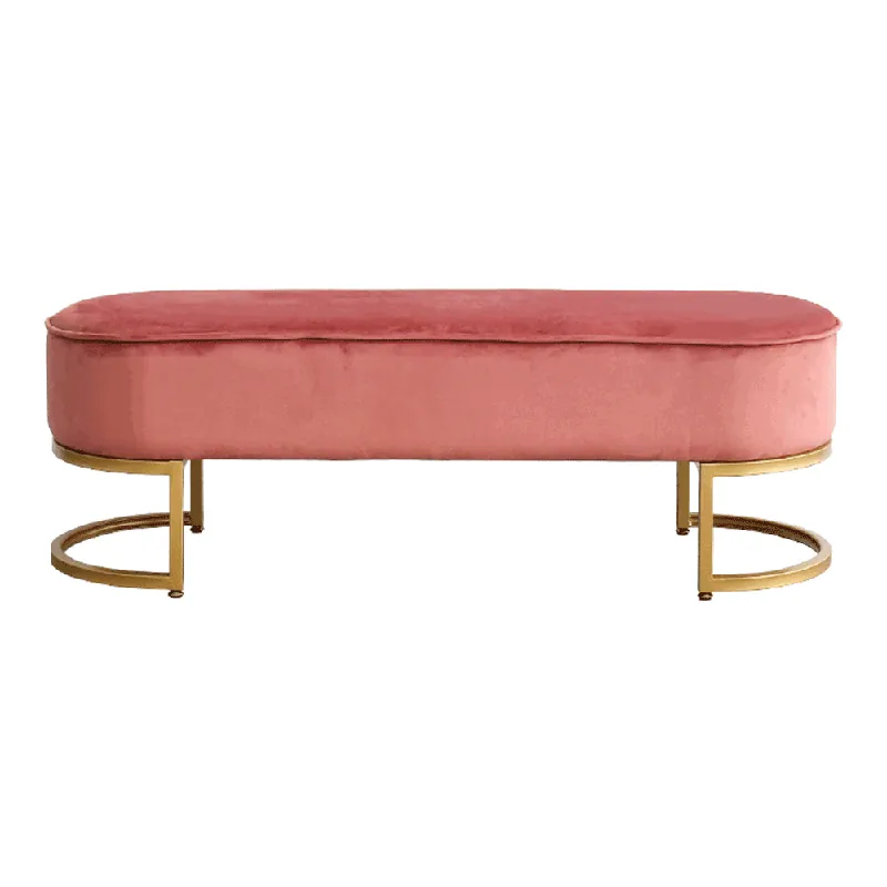 Ověřený Designová lavice, růžová Velvet látka/gold chrom-zlatý, MIRILA NEW