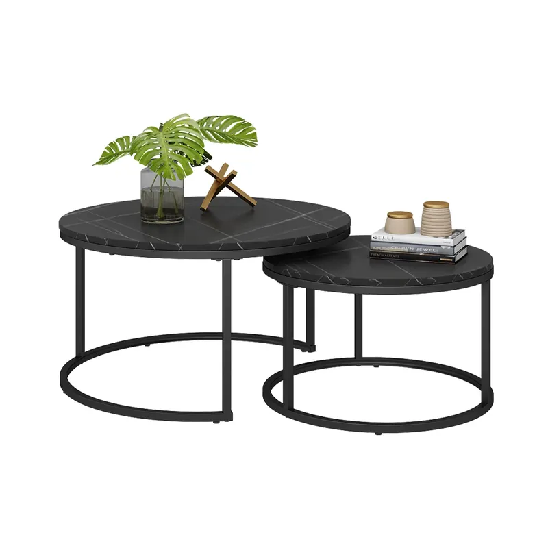 Horká Nabídka Set konferenčního stolku Montreal Černá 77 x 40 cm 2 díly Vicco