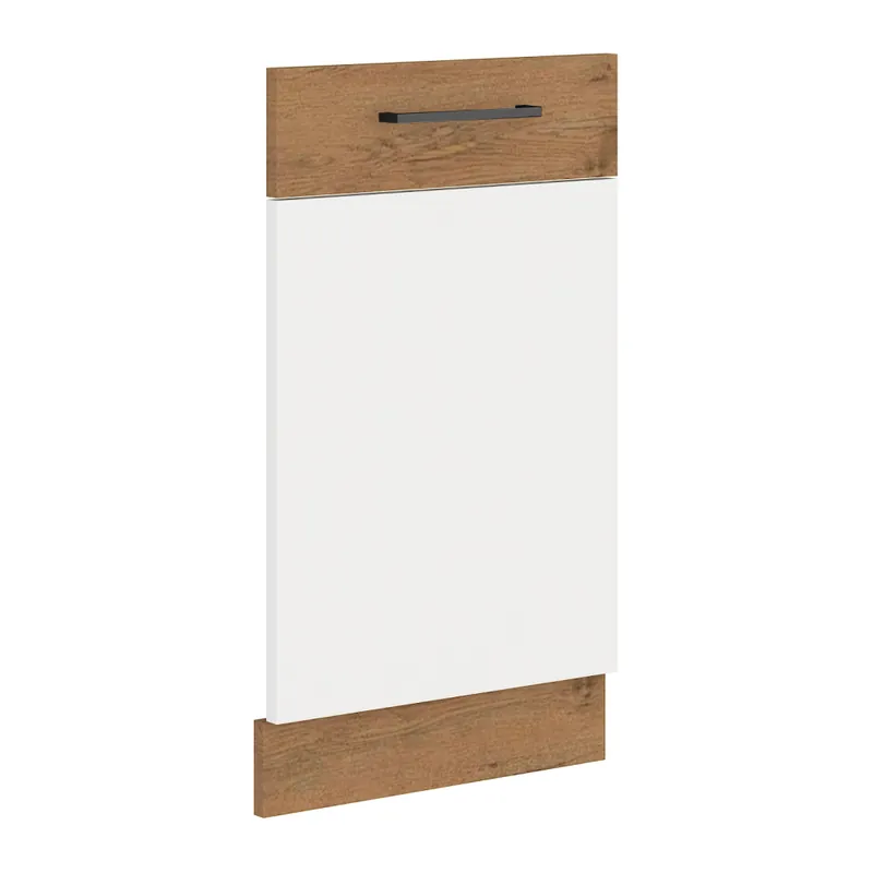 Dvířka na vestavnou myčku nádobí, dub lancelot / bílá extra vysoký lesk HG, VEGA ZM 713x446 Sezónní Sleva