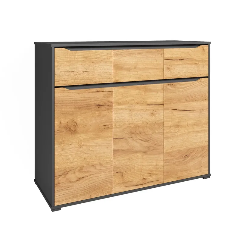 Víkendová Akce Příborník Ruben Zlatý mocný dub 48 x 101.6 cm se zásuvkami Vicco