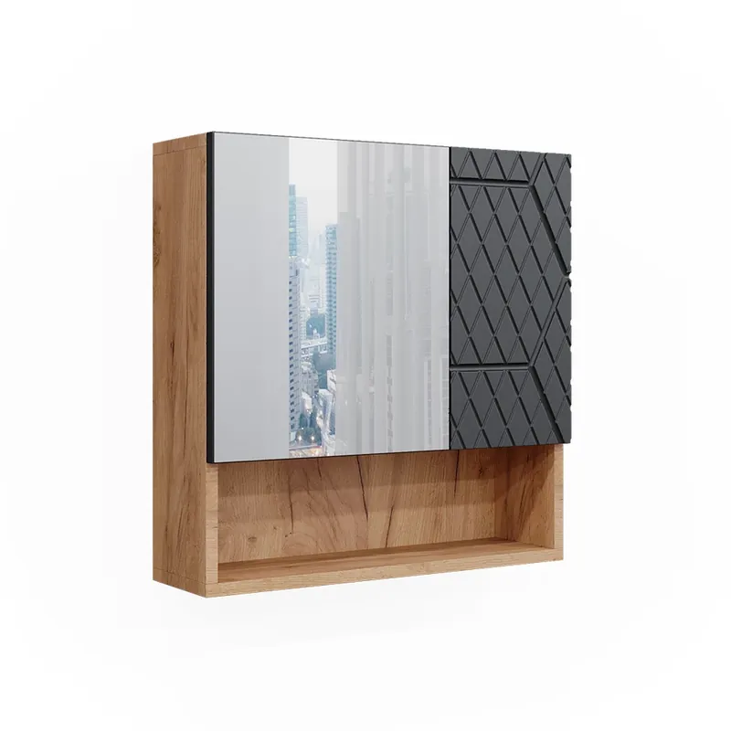 Kup Teď Koupelnová skříňka se zrcadlem Irma Antracit se strukturou včelí plástve 54 x 55 cm Vicco