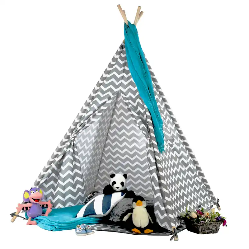 Akční Nabídka Dětský stan-teepee, šedá / bílá / vzor, Etent