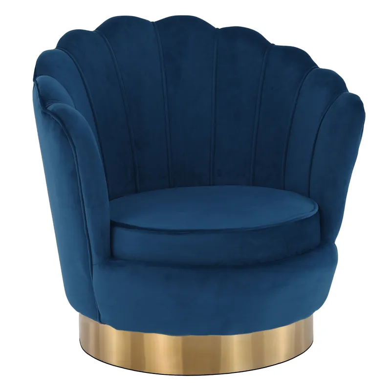 Výhodná Nabídka Designové křeslo, modrá Velvet látka / zlatá, ROLIO