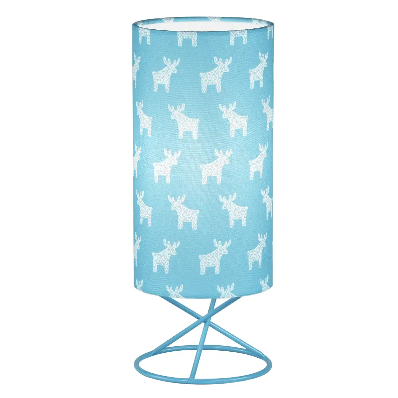 Ihned K Objednání Stolní lampa, kov/modré textilní stínítko, AVAM
