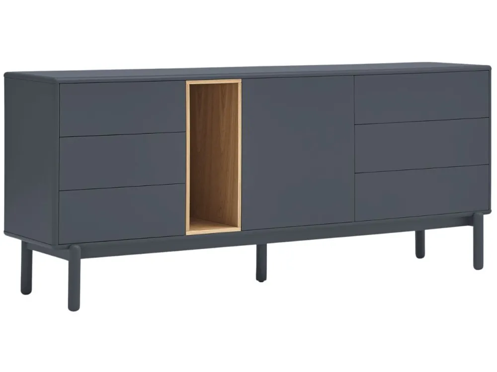 Originální Antracitově šedá lakovaná komoda Teulat Corvo 180 x 40 cm