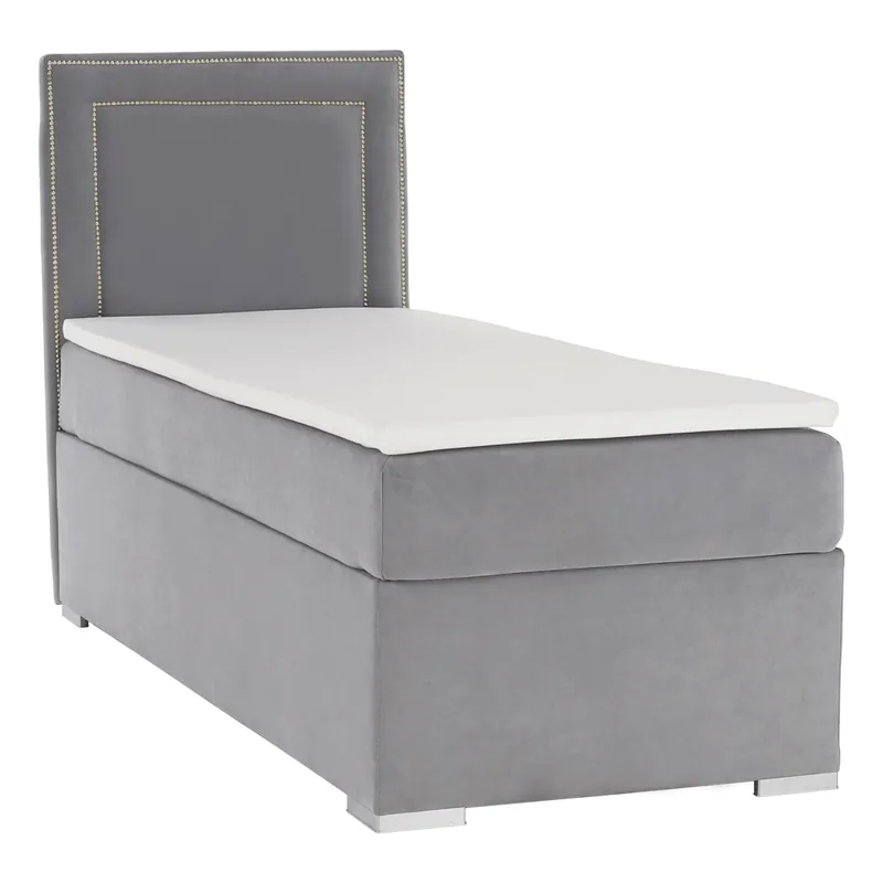 Boxspringová postel, jednolůžko, světle šedá, 90x200, levá, BILY Doprava Zdarma