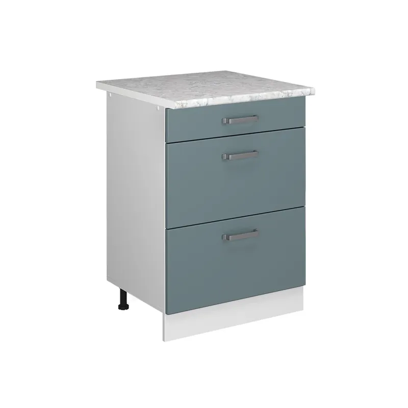 Akční Nabídka Spodní skříňka kuchyňské linky R-Line Modrošedá 60 cm se zásuvkami a pracovní deskou Vicco