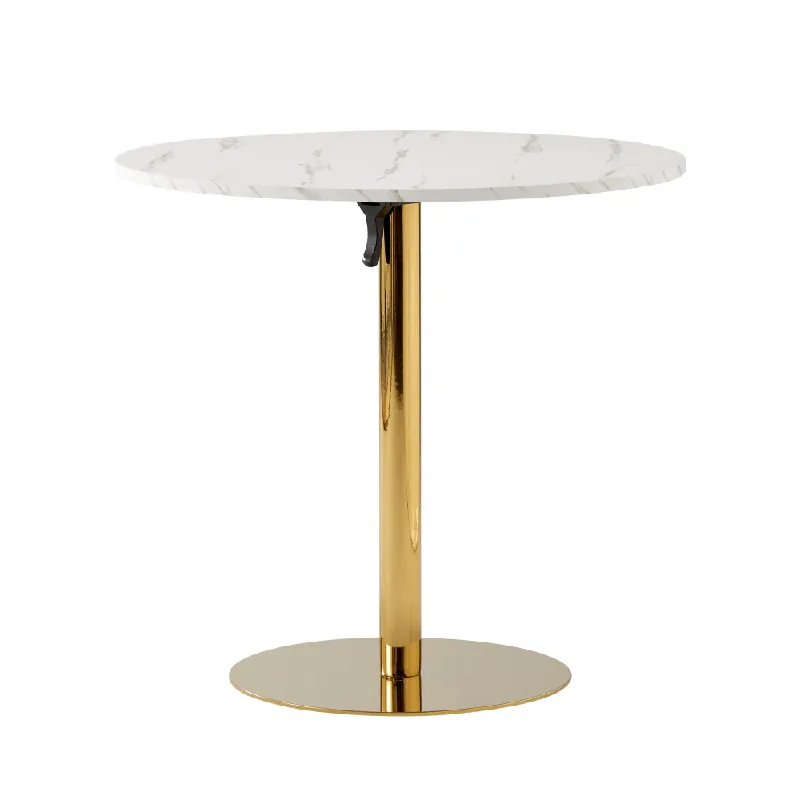 Cenově Výhodný Jídelní stůl, světlý mramor/gold chrom - zlatý, průměr 80 cm, LAMONT