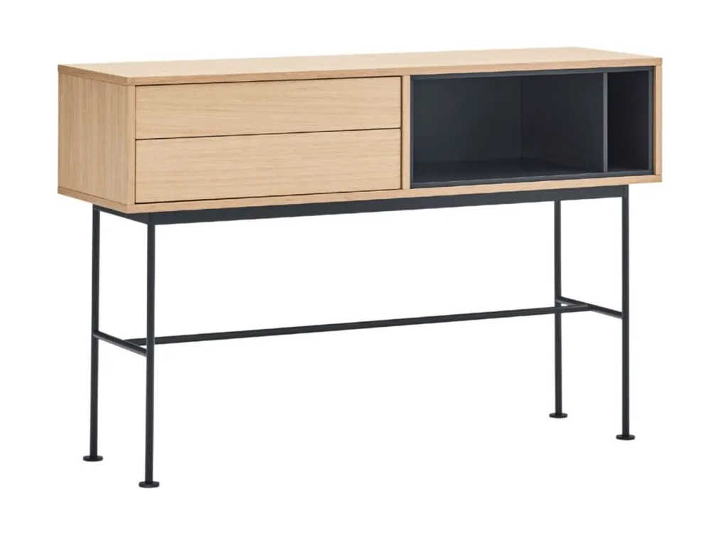 Antracitově šedý dubový toaletní stolek Teulat Yoko 120 x 35 cm Nízká Cena
