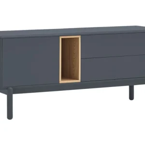 Antracitově šedý lakovaný TV stolek Teulat Corvo 140 x 40 cm Značkový