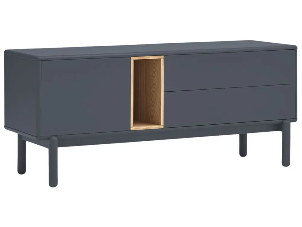 Antracitově šedý lakovaný TV stolek Teulat Corvo 140 x 40 cm Značkový
