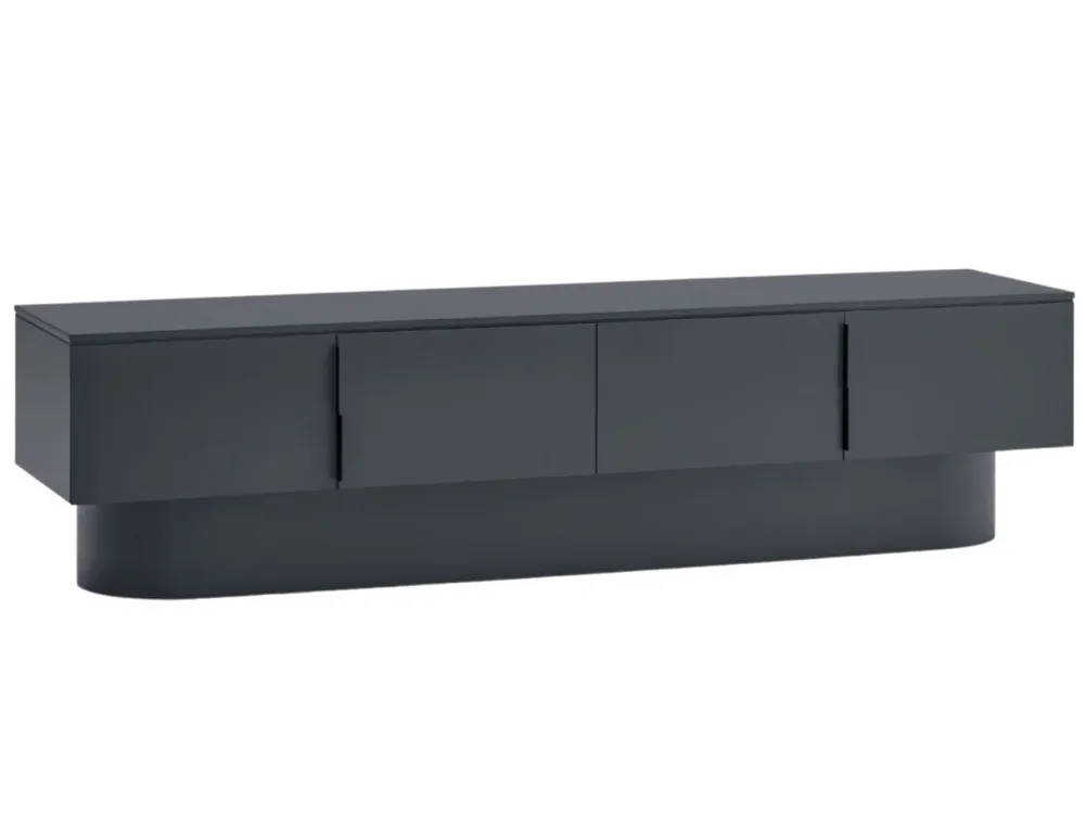 Antracitově šedý lakovaný TV stolek Totem 200 x 47 cm Akční Nabídka