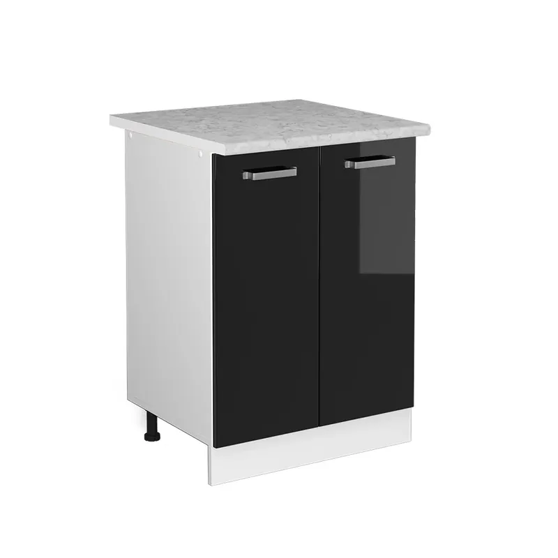 Nejlepší Volba Univerzální základní jednotka R-Line Černý vysoký lesk 60 cm s dvířky, s pracovní deskou Vicco