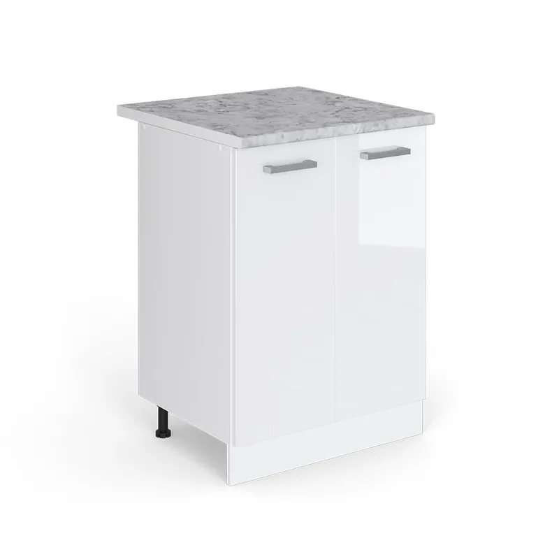 Rychlé Dodání Univerzální základní jednotka R-Line Bílá vysoký lesk 60 cm s dvířky, s pracovní deskou Vicco
