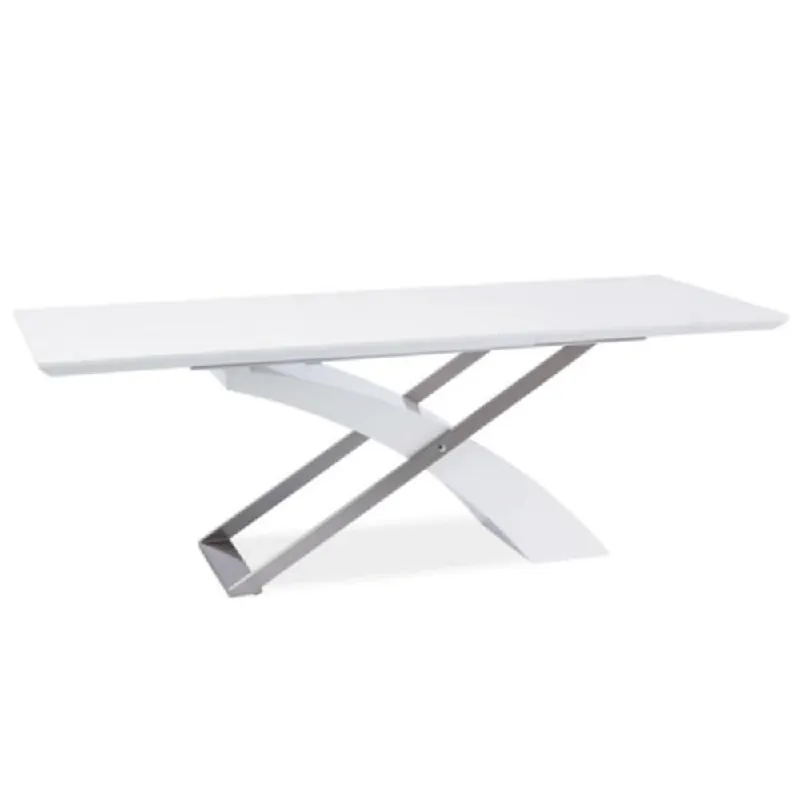 Horká Nabídka Jídelní stůl, bílá / bílá extra vysoký lesk HG, 160-220x90 cm, KROS