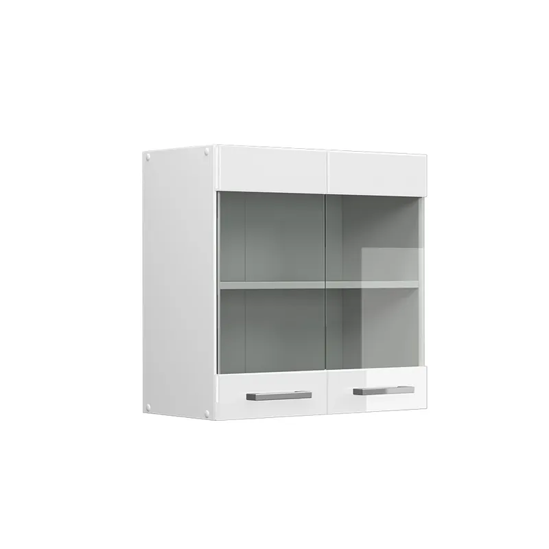 Univerzální nástěnná skříňka R-Line Bílá vysoký lesk 60 cm se skleněnými dvířky Vicco Akce