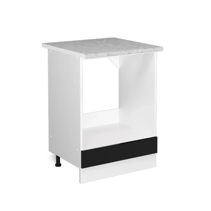 Nová Kolekce Univerzální základní jednotka R-Line Černý vysoký lesk 60 cm s velkým výklenkem, s pracovní deskou Vicco