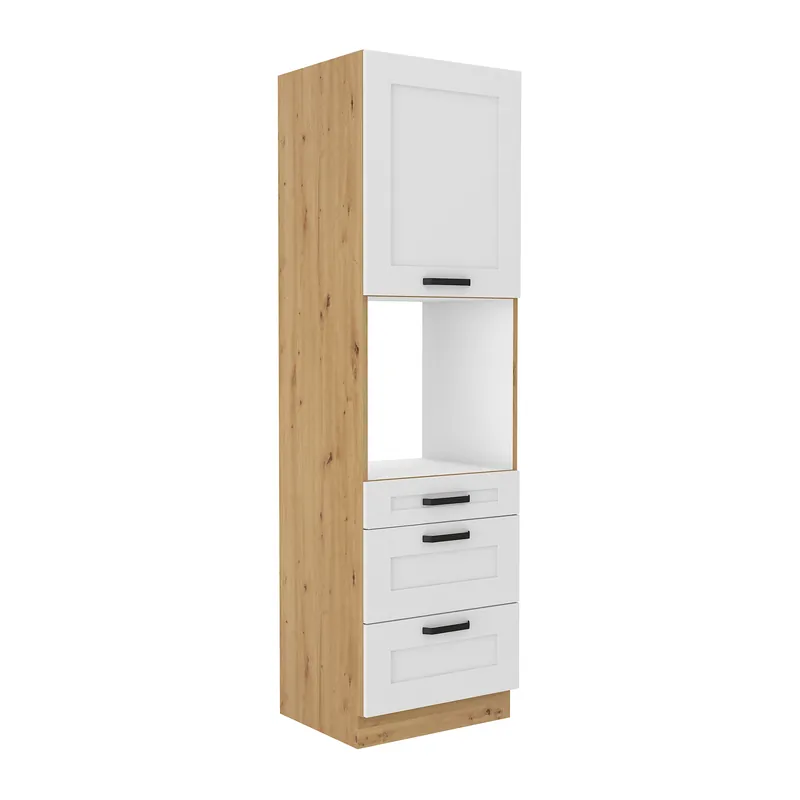 Vysoká skříňka na vestavnou troubu, bílá/dub artisan, LULA 60 DPS-210 3S 1F Výprodej
