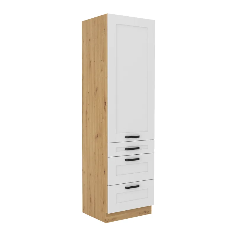Vysoká skříňka, bílá/dub artisan, LULA 60 DKS-210 3S 1F Akce