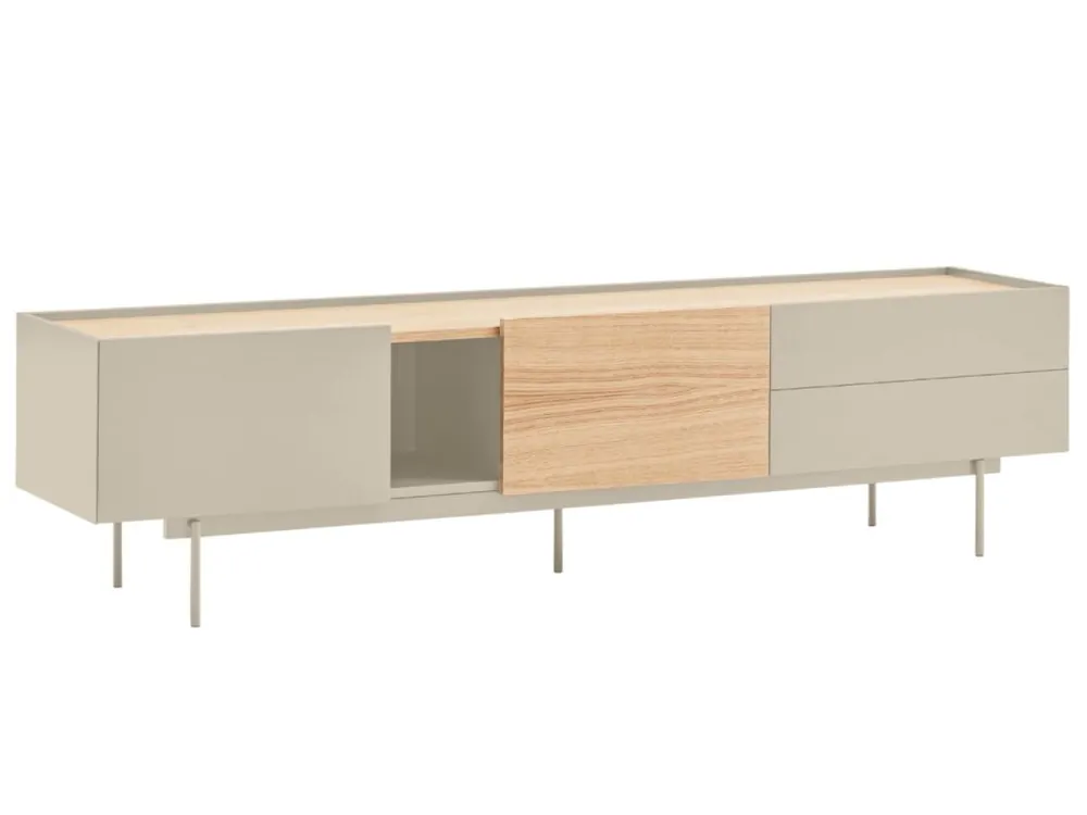 Béžový dubový TV stolek Teulat Otto 180 x 40 cm Doprava Zdarma