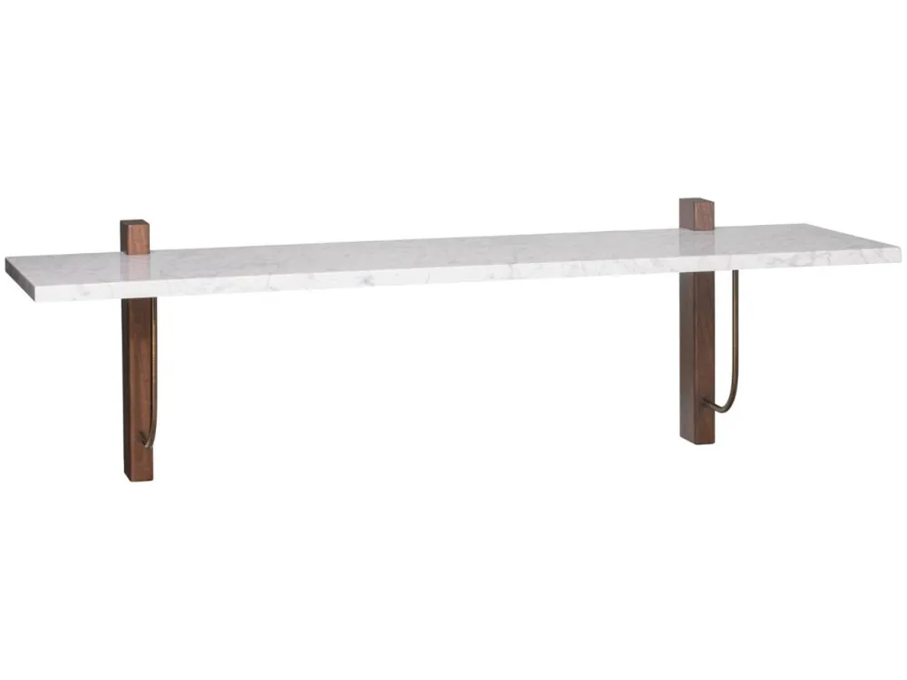 Bílá mramorová nástěnná police AUDO CORBEL 100 x 45 cm Nová Kolekce