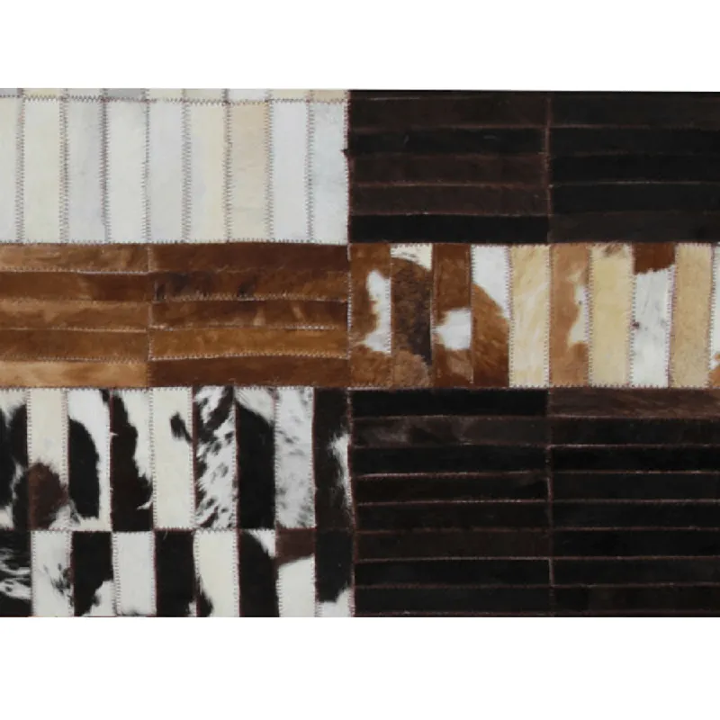 Luxusní kožený koberec, černá/hnědá/bílá, patchwork, 171x240, KŮŽE TYP 4 Must-Have