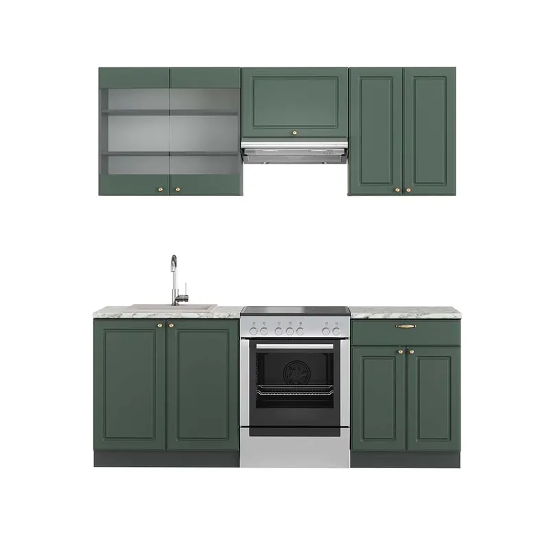 Zlevněný Kuchyňský kout Fame-Line Zeleno-zlatá Country House/Anthracite 200 cm , PD Mramor Vicco